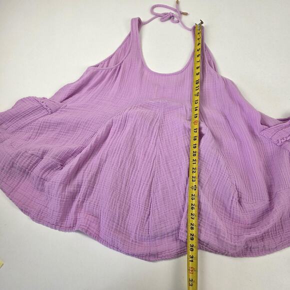 Free People Tunic Top Womens Small Purple Cotton Boho Sleeveless Pocket Flowy - Picture 6 of 11